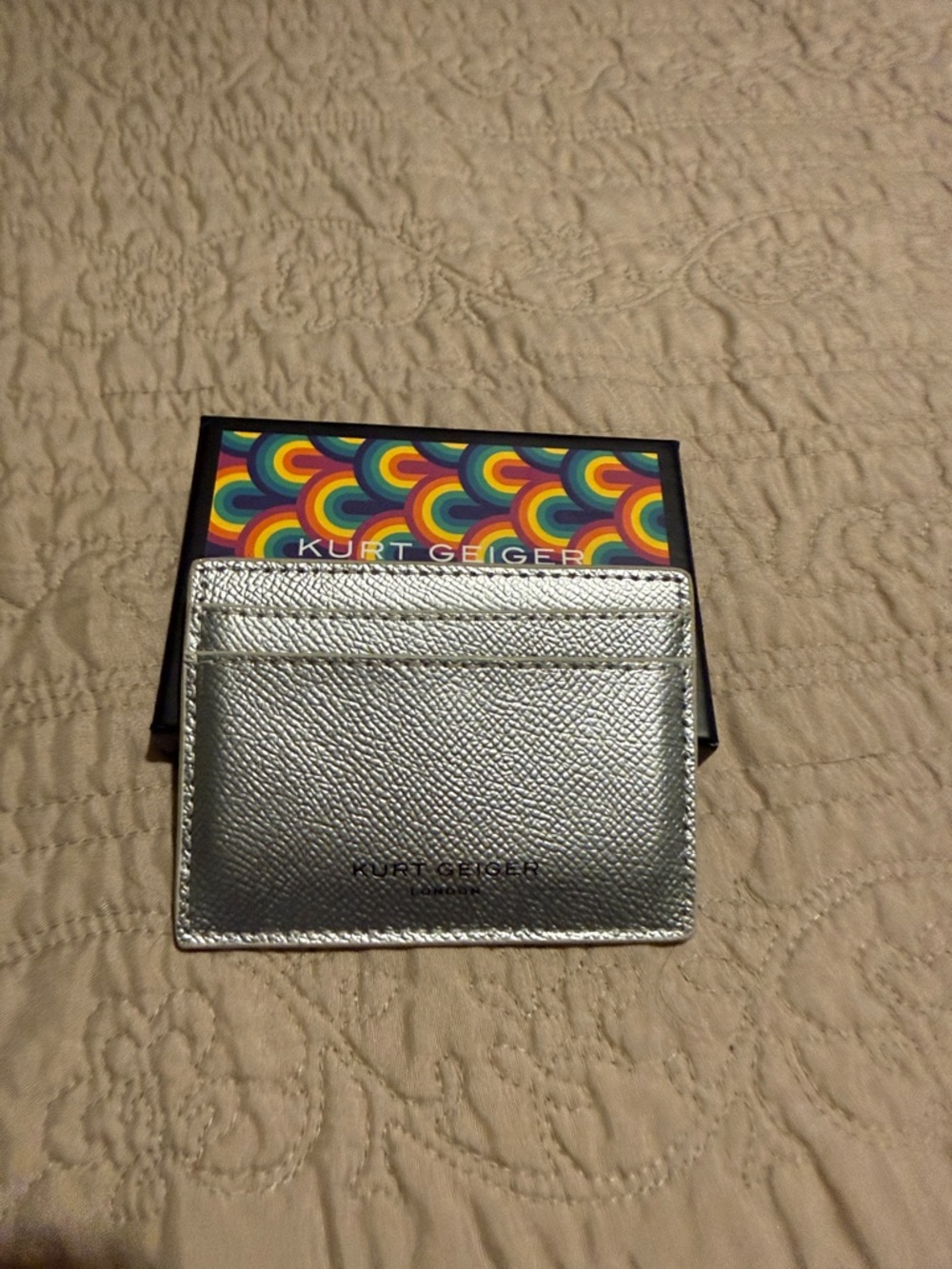 Kurt Geiger Silver Textured Card Case